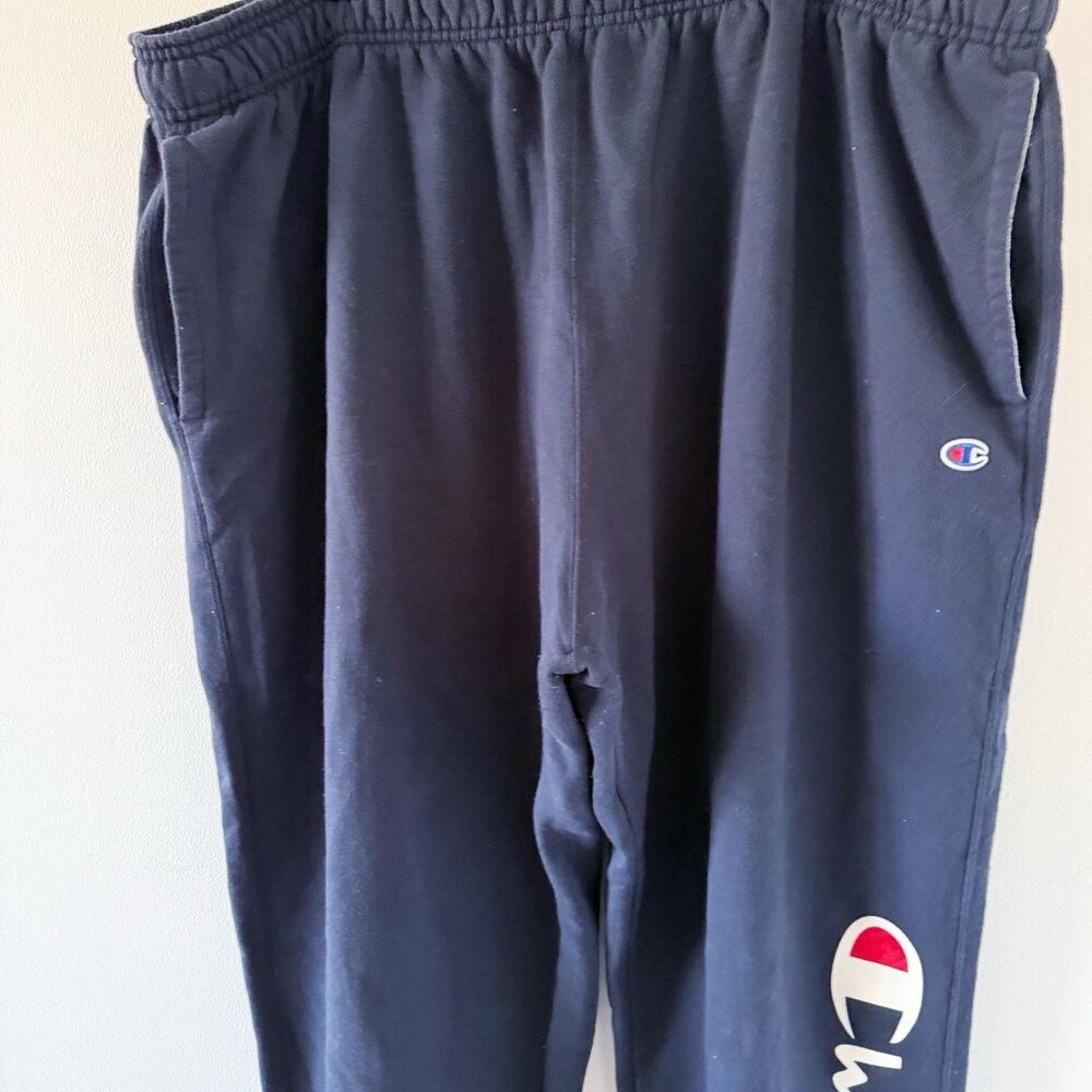 READ Champion Sweatpants 4XB Navy Blue Joggers Spell Out Logo Tapered Big Tall - Picture 12 of 16